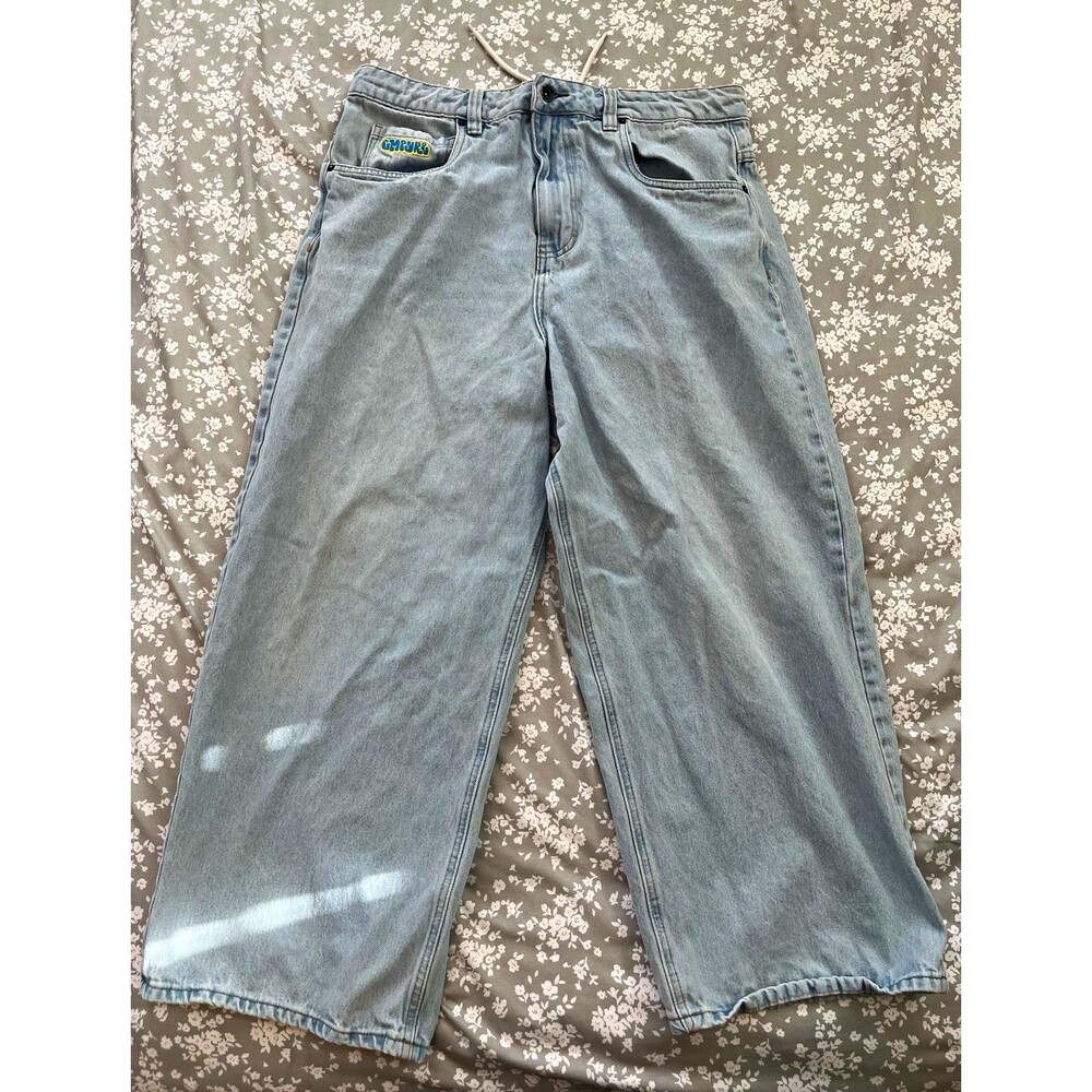 Empyre Men's Size 33 Loose Fit Skate Jeans Baggy Light Wash Denim Patch